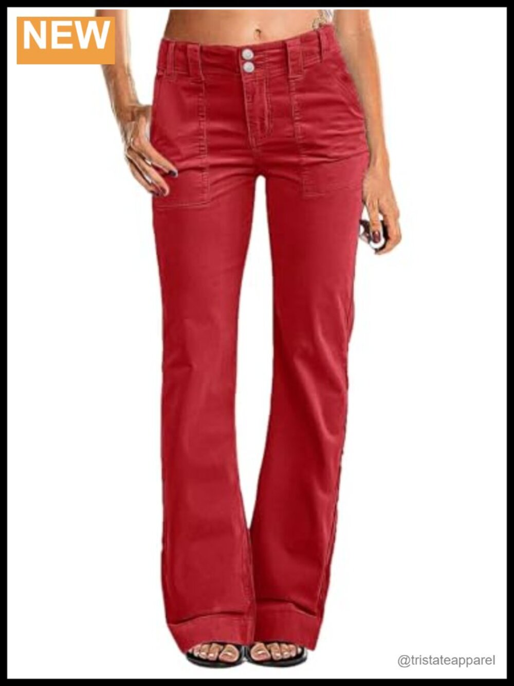 Mid Rise Flare Straight Leg Corduroy Pants Stretch Wide Leg Work Casual